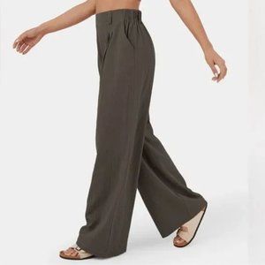 NWT Halara High Waisted Plicated Side Pocket Wide Leg Pants Brown Medium